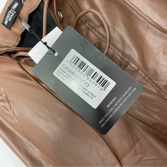 Pretty Little Thing Lace Up Pants Faux Leather NWT - Picture 7 of 8